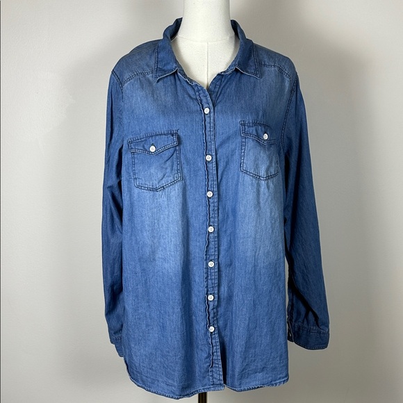 torrid Tops - Torrid Womens Lightweight‎ Chambray Coastal Cowgirl Western Button Up Shirt 1X